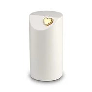 Elegáns fehér matt urna arany színű szívvel