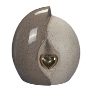 Barna kerámia urna szívvel