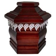 Hatszögletű fa urnakoporsó-mahagóni színű