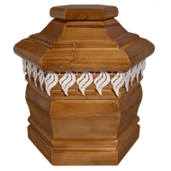 Hatszögletű fa urnakoporsó-mogyoró