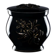Fekete kerek urna liliommal