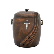 Sötétbarna kő kompozit urna - kristály kereszttel