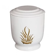 Fehér kerek urna arany lángokkal