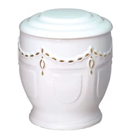 Fehér kerek urna arany mintával