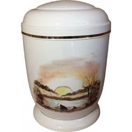 Fehér, naplementés fém urna