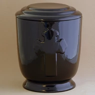 Fekete kerek urna vastag kereszttel