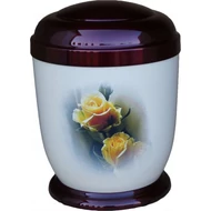 Sárga rózsás fém urna