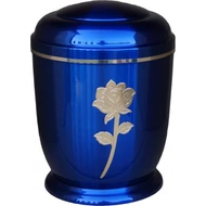 Kék, arany rózsás fém urna