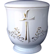 Keresztes, aranyozott kerámia urna - fehér Keresztes, aranyozott kerámia urna - fehér