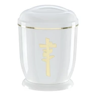 Fehér, rózsa keresztes fém urna