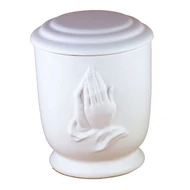 Fehér mázas urna imakézzel