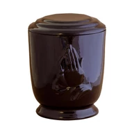 Fekete mázas kerek urna imakézzel