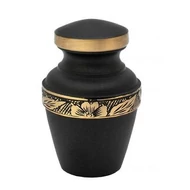 Relikviatartó, mini urna fémből virág díszítéssel