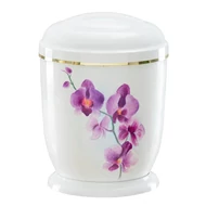 Fehér, orchideás fém urna