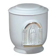 Fehér urna domború Szűz Máriával
