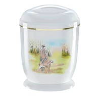 Fehér, vadászos fém urna