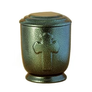 Zöld kerek urna kereszt motívummal