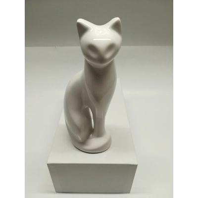 Fehér macska kerámia ereklyetartó, mini urna