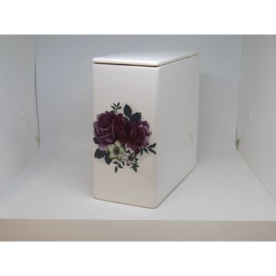 Iker fehér urna lila virággal