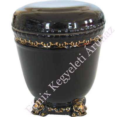 Aranyozott kerámia urna - fekete