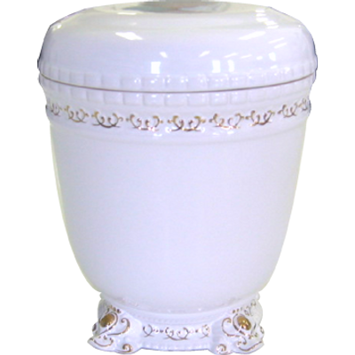 Aranyozott kerámia urna - fehér