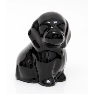 Fekete kutya, kerámia ereklyetartó, mini urna