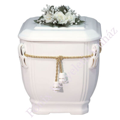 Fehér virágos urna arany zsinórral