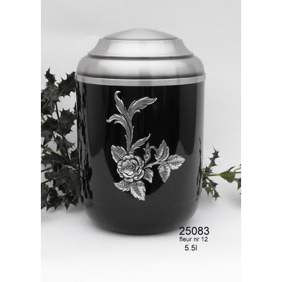 Rózsás fekete fém urna - 1-2 személyes