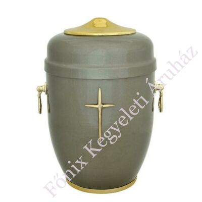 Keresztes szürke fém urna